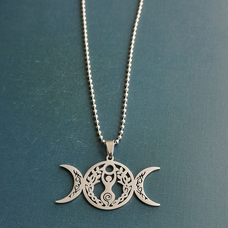 Triple Moon Celtic Knot Pendant Necklace