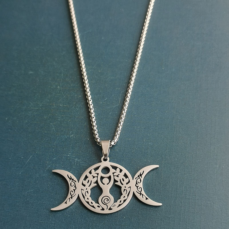 Triple Moon Celtic Knot Pendant Necklace