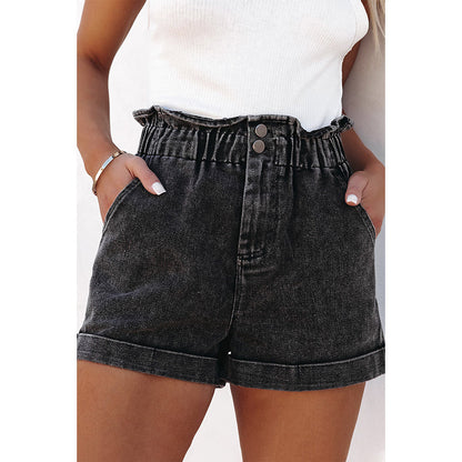 Fashionable And Versatile Washed High Waisted Shorts For Women