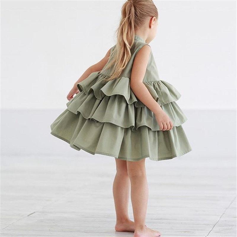 Fashion Simple Solid Color Sleeveless Small And Medium Girl Dress