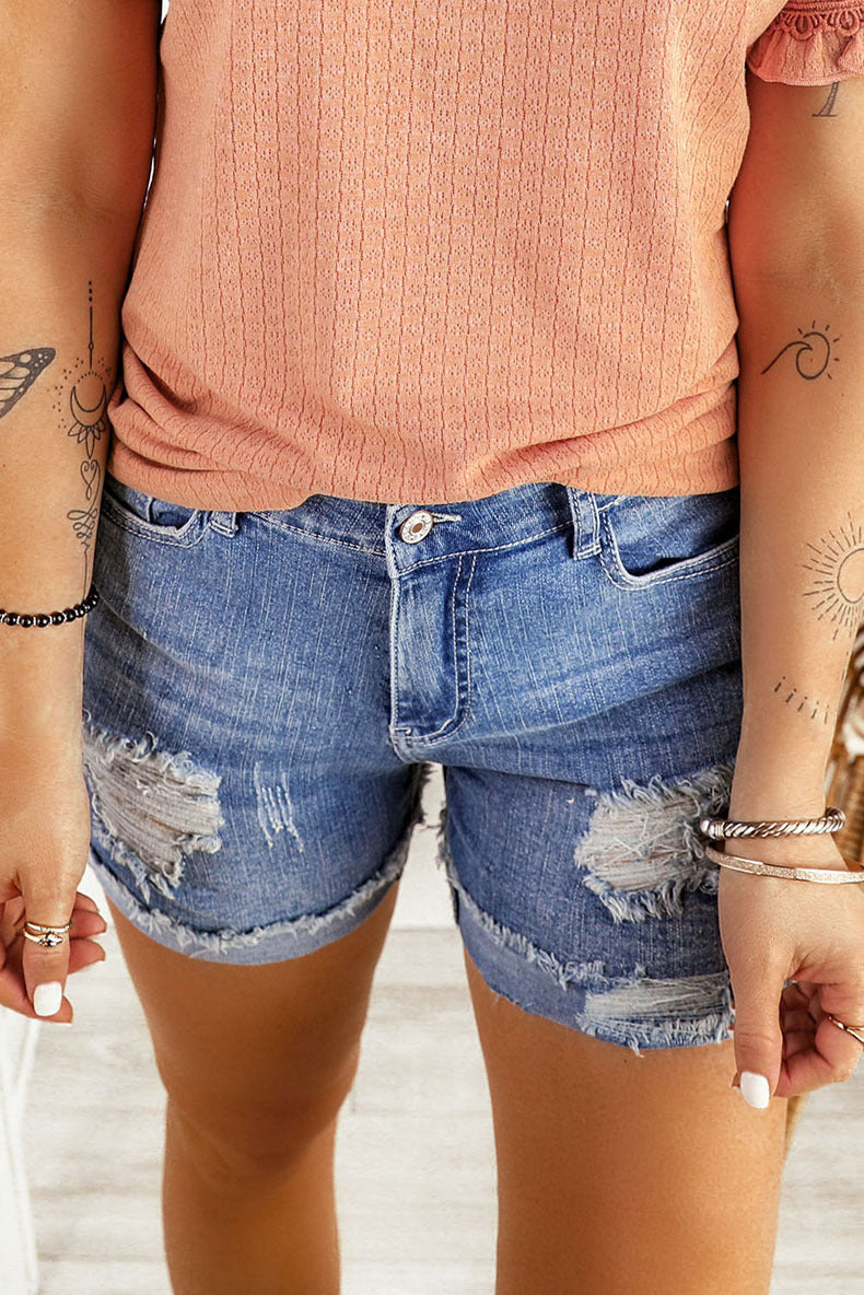 Women's Summer New Washed And Frayed Casual All-matching Shorts