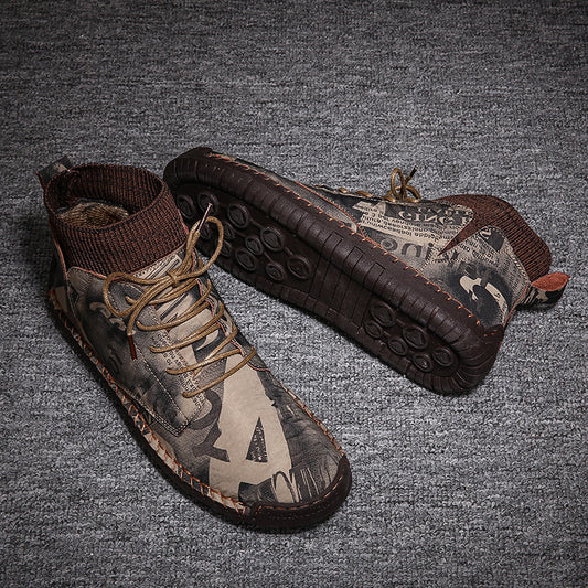 Plus size men's boots camouflage fashion