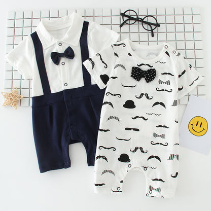 Baby bow gentleman climbing suit