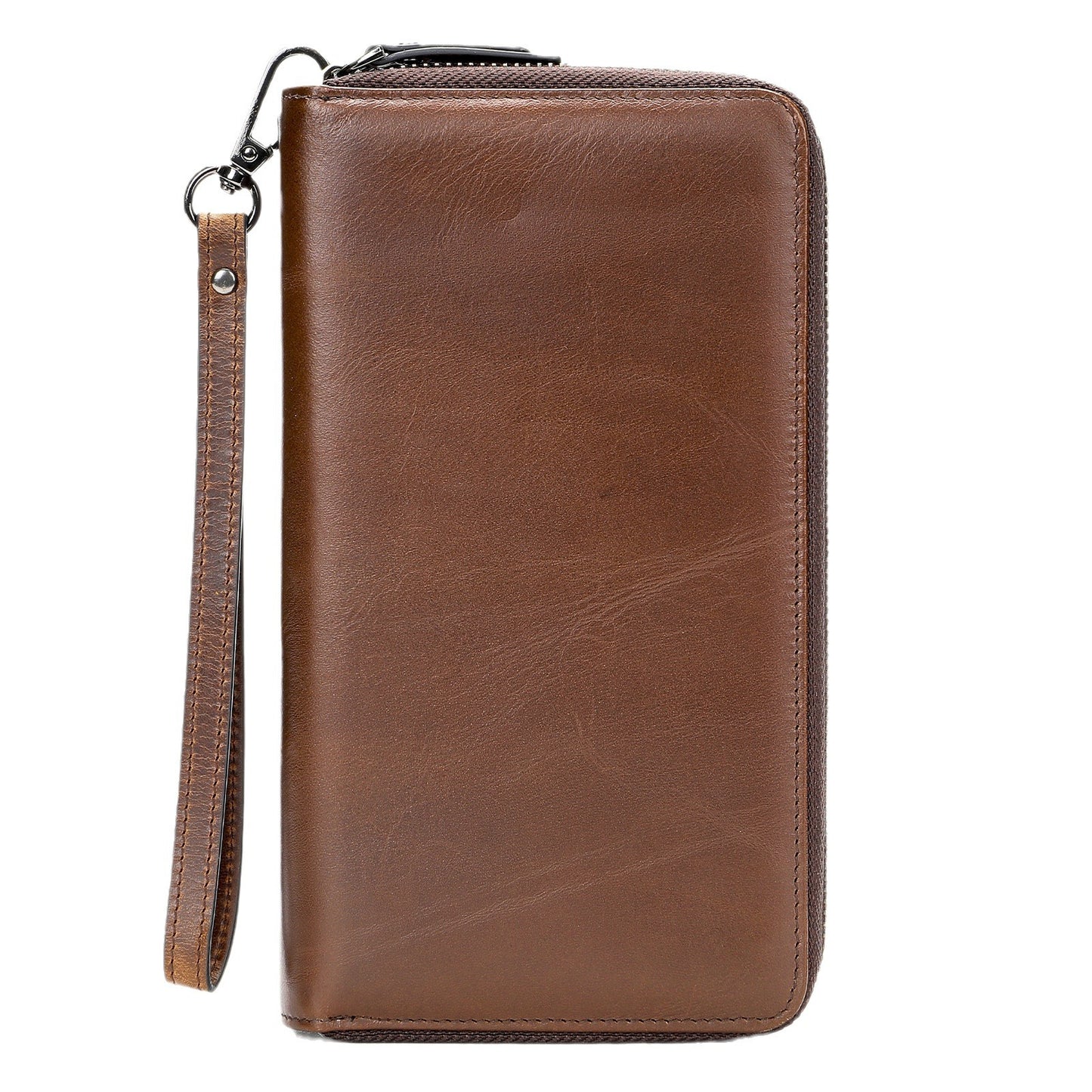 Men's Long Genuine Leather Clutch Wallet Zipper