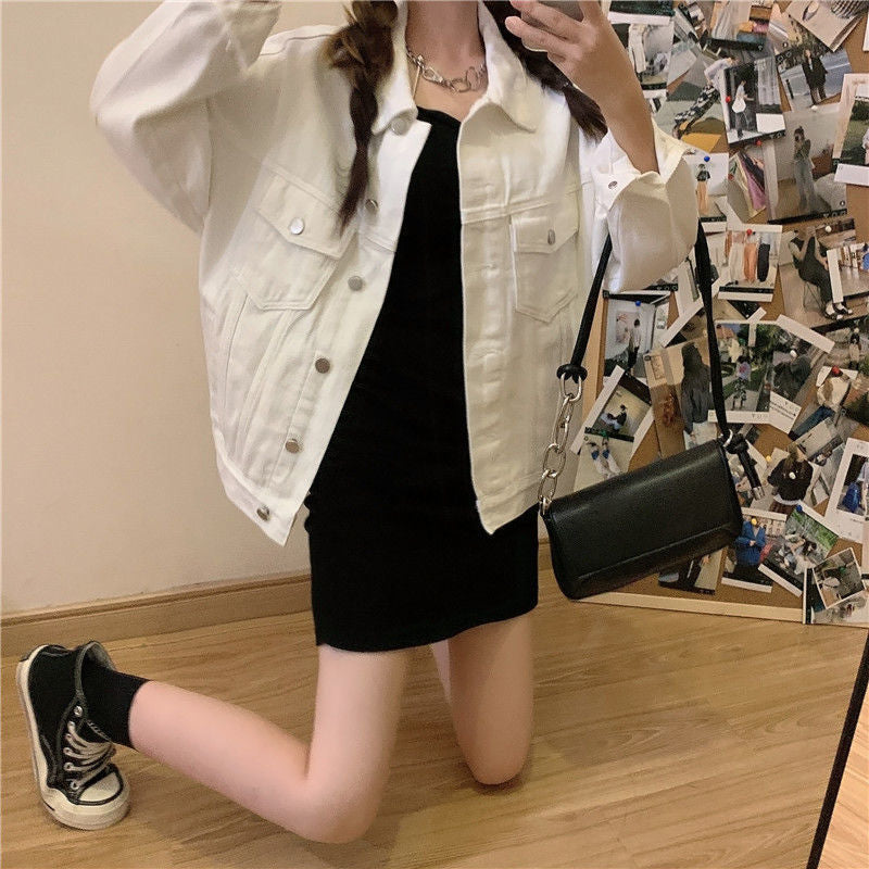 Korean Style Ripped Denim Coat For Female Students