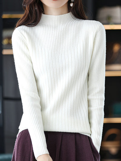 Knitted Fashion Slimming Knitted Bottoming Shirt Women's Long Sleeve