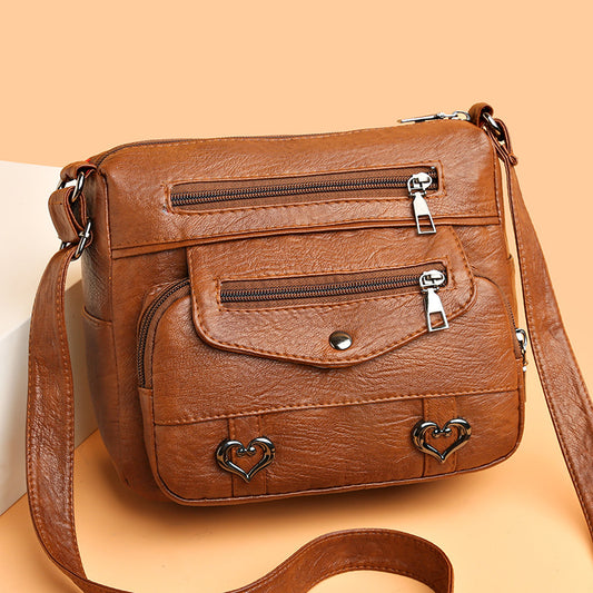 Shoulder Bag Soft Leather Fashion Multi-pocket Large Capacity Women's Bag