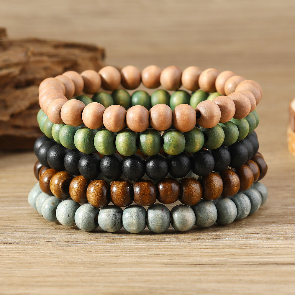 Simple Fashion Bohemian Multicolor Wooden Bead Bracelet