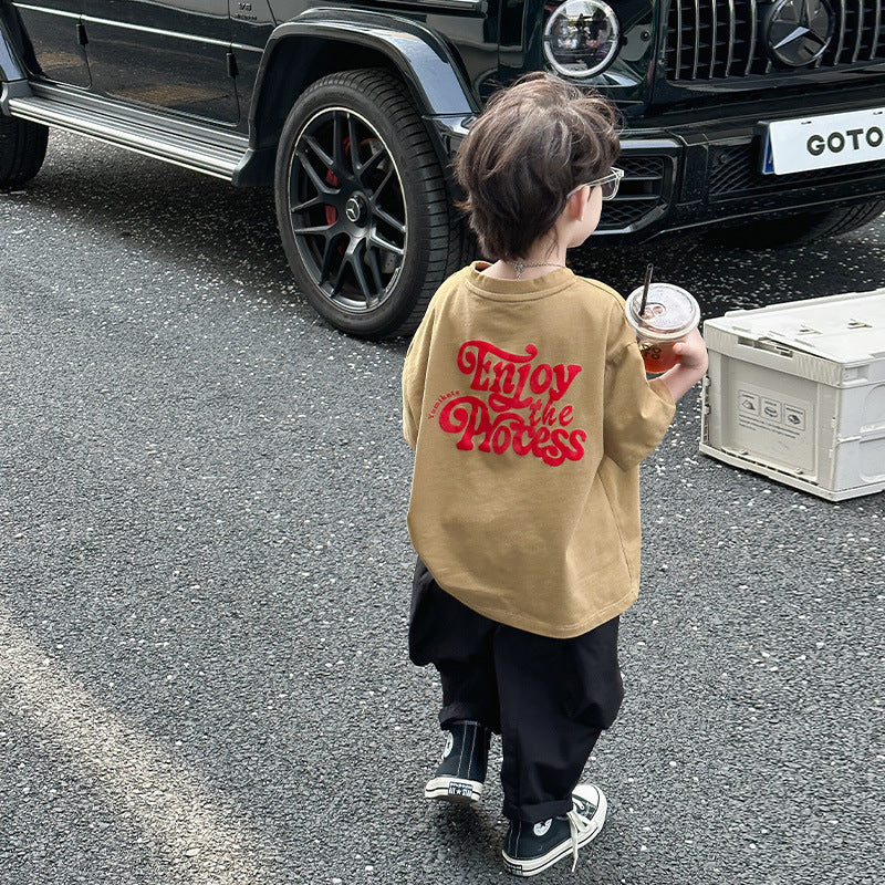 Letter Printed Half Sleeve Coat Little Boy