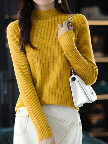 Knitted Fashion Slimming Knitted Bottoming Shirt Women's Long Sleeve