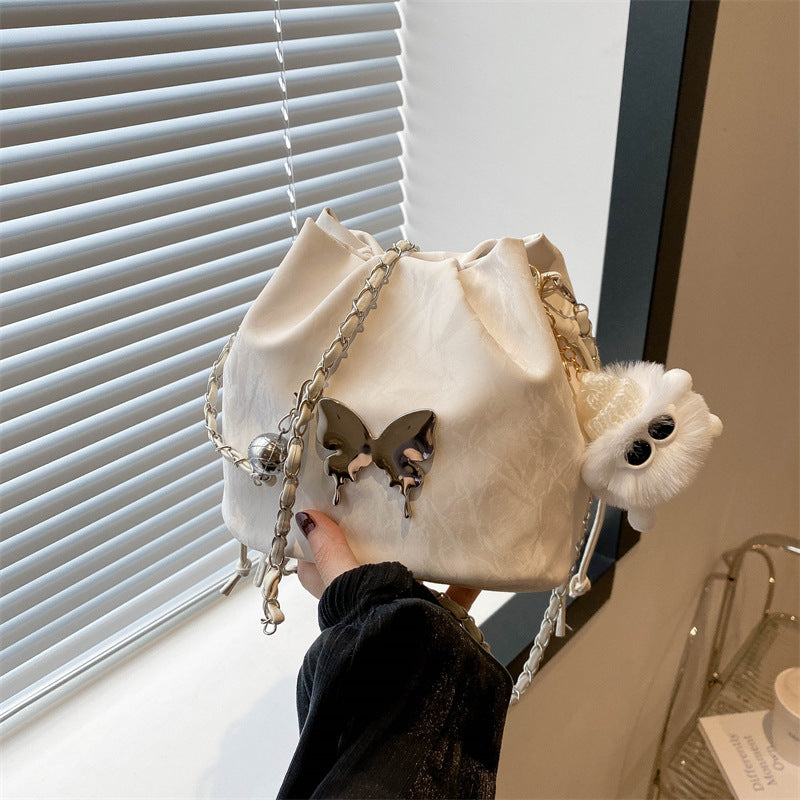 Chain Small Bag Female Butterfly Crossbody Single Shoulder Bucket Bag