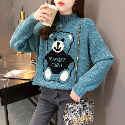 Artificial Mink Fur Bear Sweater For Women Autumn And Winter Loose Thickened Knitting