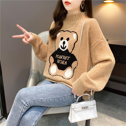 Artificial Mink Fur Bear Sweater For Women Autumn And Winter Loose Thickened Knitting