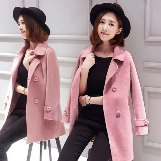 Wool Mid-length Korean Style Slim Fit Slimming And Fashionable Woolen Women's Overcoat