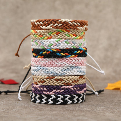 Color Handmade Woven Wax Rope Bracelet Simple
