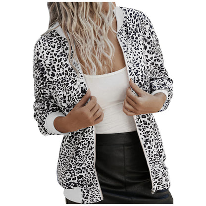 Women's Leopard Print Stand Collar Jacket