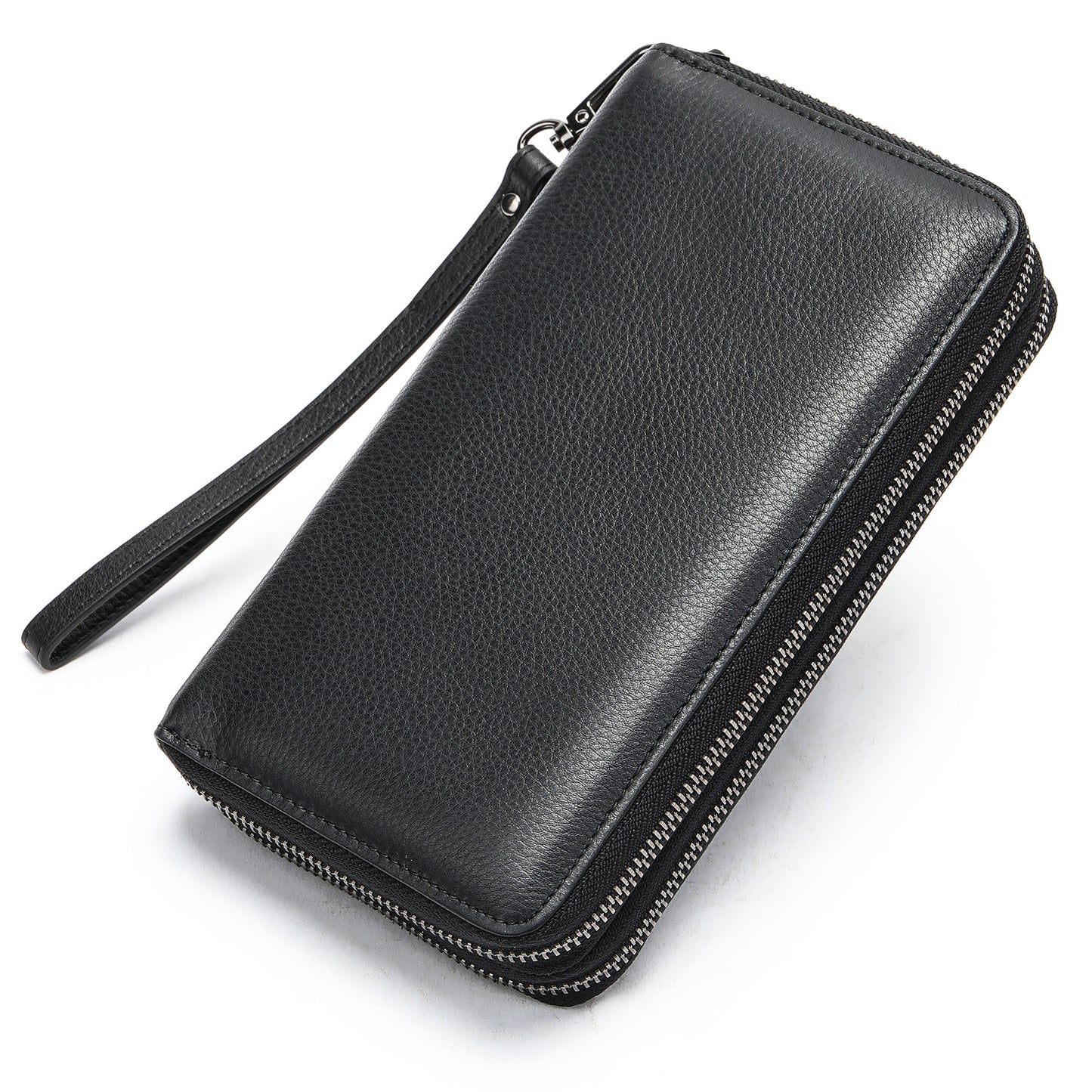 Men's Long Genuine Leather Clutch Wallet Zipper