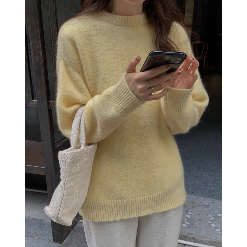 Basic Round Neck Pullover Knitted Sweater