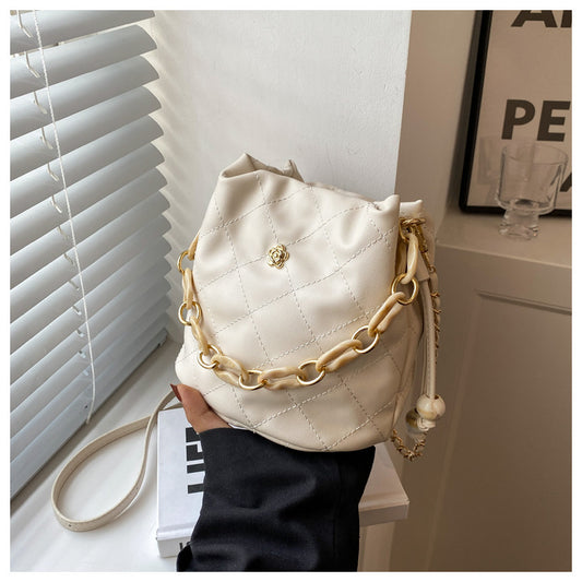 New Trendy Textured Plaid Chain Western Style All-matching Shoulder Messenger Bag For Women