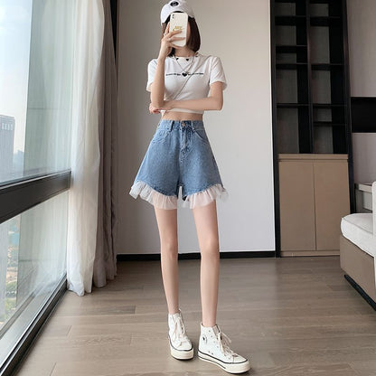 High Waist Design Denim Shorts For Women