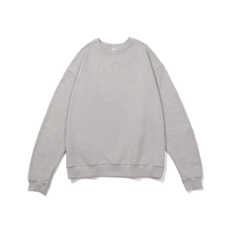 380g Terry Cotton Round Neck Sweater Loose European And American Retro FOG Color Matching