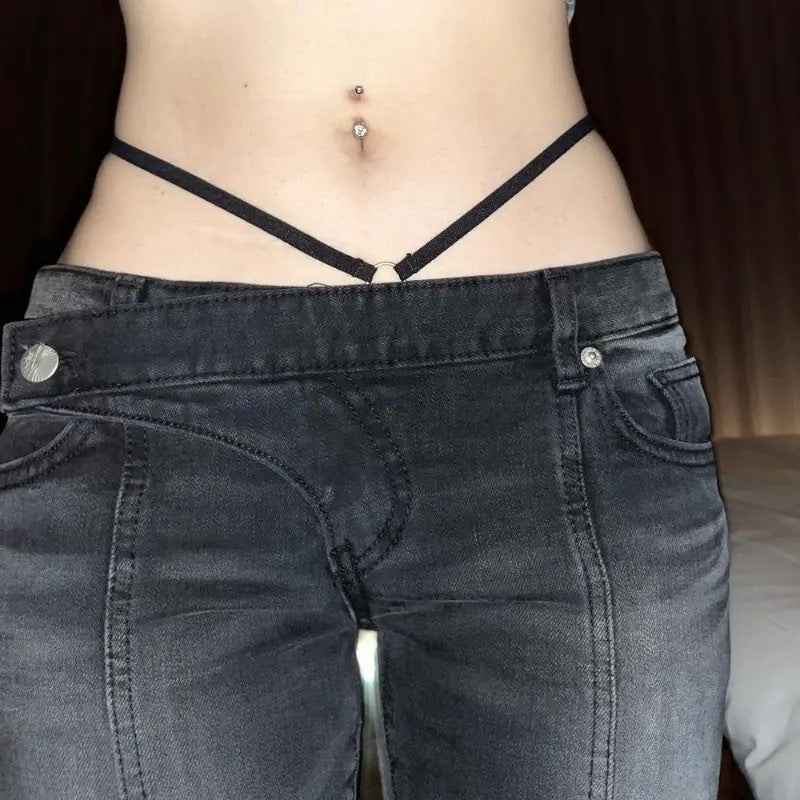 American Retro Hot Girl Low Waist Skinny Jeans