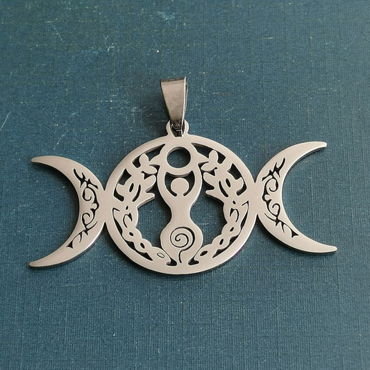 Triple Moon Celtic Knot Pendant Necklace