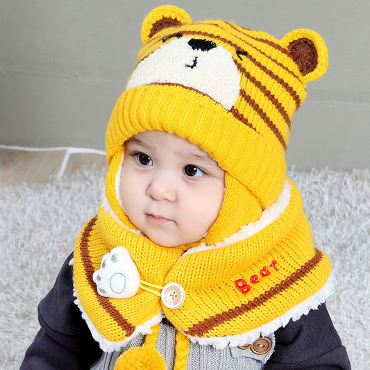 Baby Cute Bear Ear Protection  And Neck Set