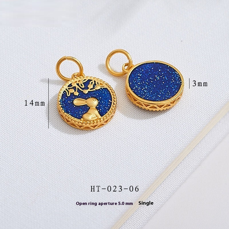 Ancient Style Alluvial Gold Looking Up At Starry Sky Blue Starry Sky Rabbit Pendant Diy Accessories