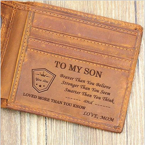 Men's Leather Laser Carving Letter Wallet