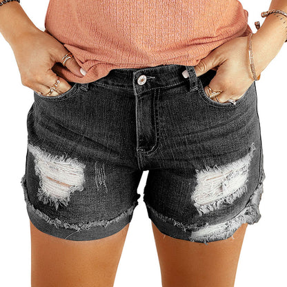 Women's Summer New Washed And Frayed Casual All-matching Shorts