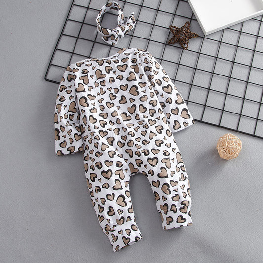 Baby Kids' Rompers Leopard Print Trendy Long Sleeve Rompers