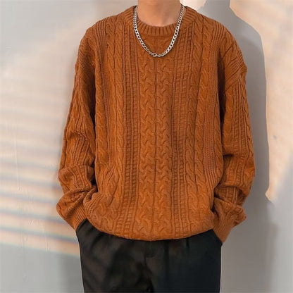 Winter Japanese-style Retro Cable-knit Turtleneck Sweater Men