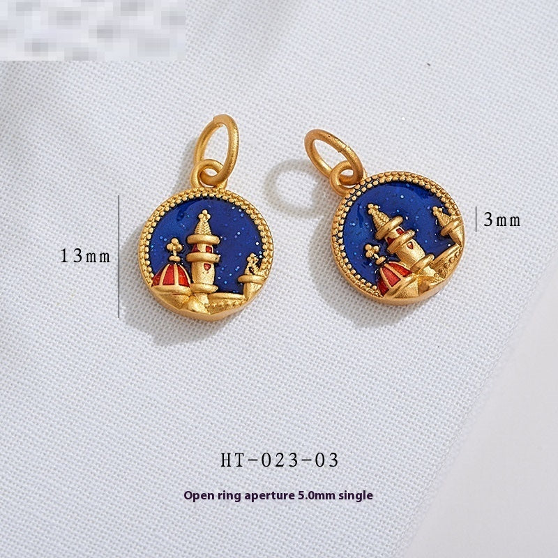 Ancient Style Alluvial Gold Looking Up At Starry Sky Blue Starry Sky Rabbit Pendant Diy Accessories