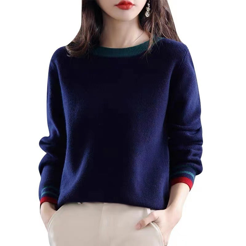 Women's Fashion Fondant Round Neck Multicolor Loose Slimming All-match Sweater