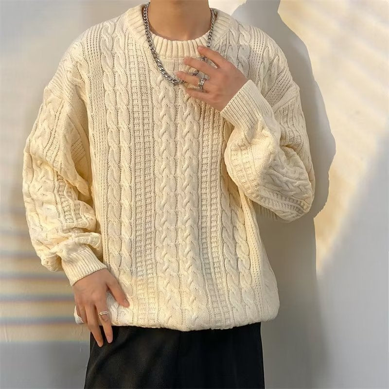 Winter Japanese-style Retro Cable-knit Turtleneck Sweater Men