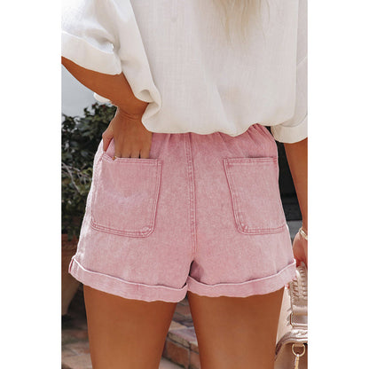 Fashionable And Versatile Washed High Waisted Shorts For Women