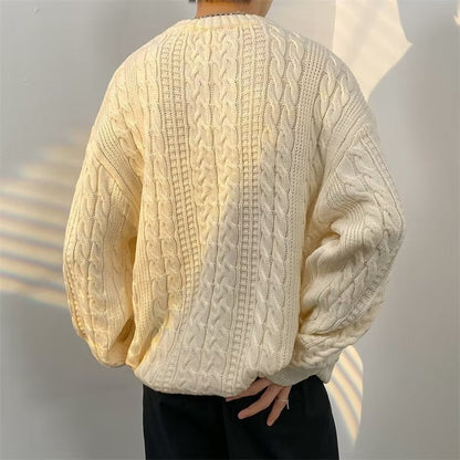 Winter Japanese-style Retro Cable-knit Turtleneck Sweater Men