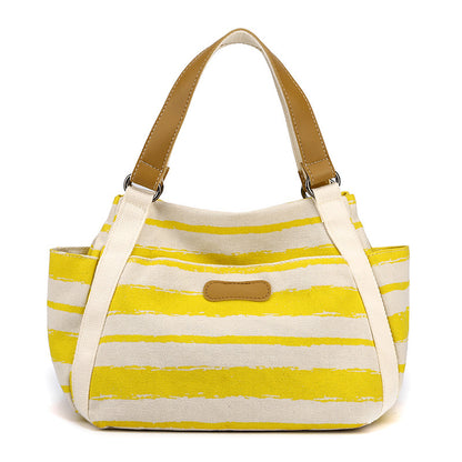 Outdoor Fashion Canvas Large Capacity Striped One-shoulder Storage Handbag