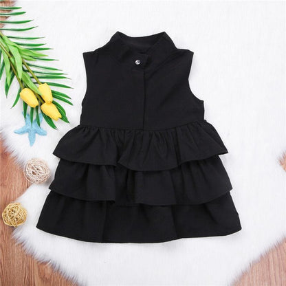 Fashion Simple Solid Color Sleeveless Small And Medium Girl Dress