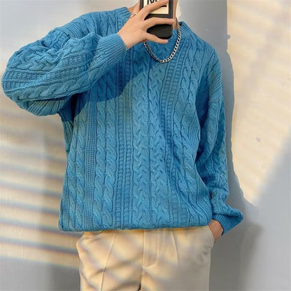 Winter Japanese-style Retro Cable-knit Turtleneck Sweater Men