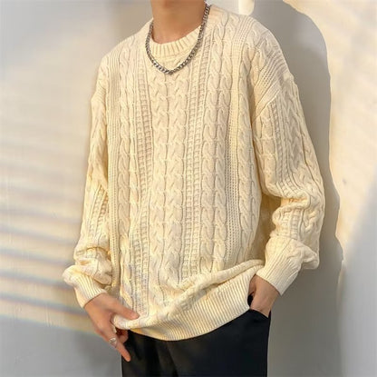 Winter Japanese-style Retro Cable-knit Turtleneck Sweater Men