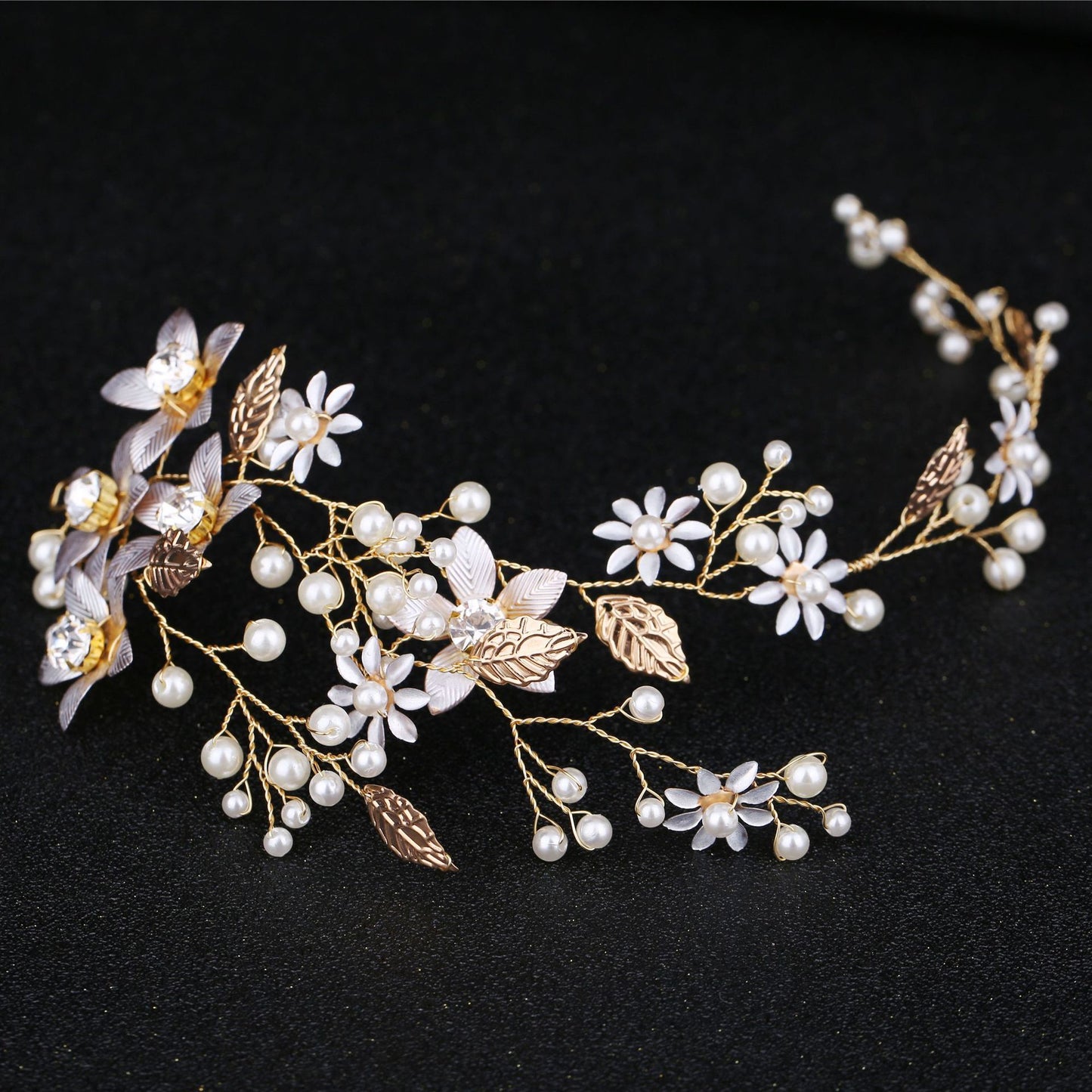 Golden Leaf Flower Hair Band Wedding Dress Accessories