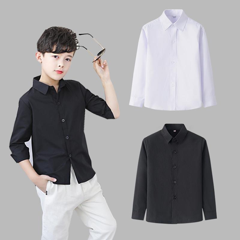 Children's POPPING Boys And Girls Black And White Solid Color Shirt