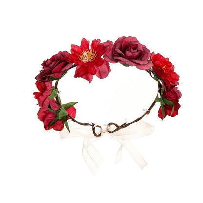 Artificial Fabric Colorful Rose Flower Garland Hair Accessories