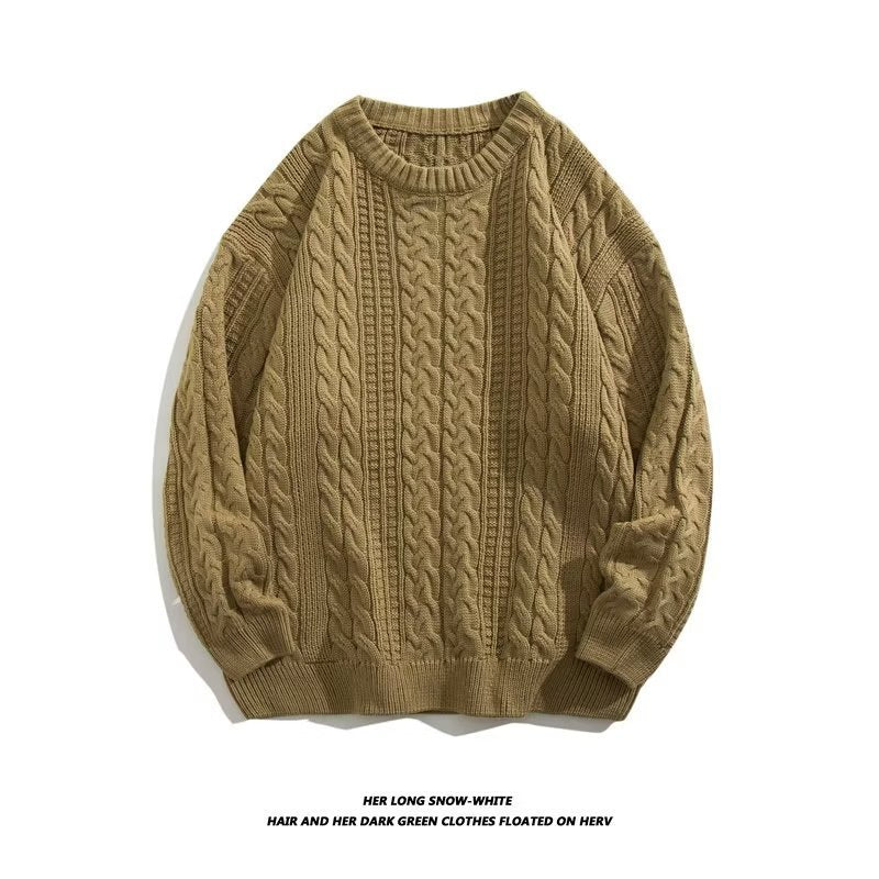 Winter Japanese-style Retro Cable-knit Turtleneck Sweater Men