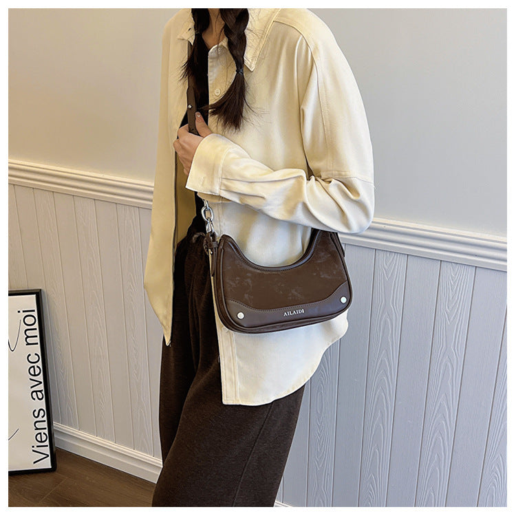Women's Frosted Vintage Autumn And Winter Textured Shoulder Messenger Bag