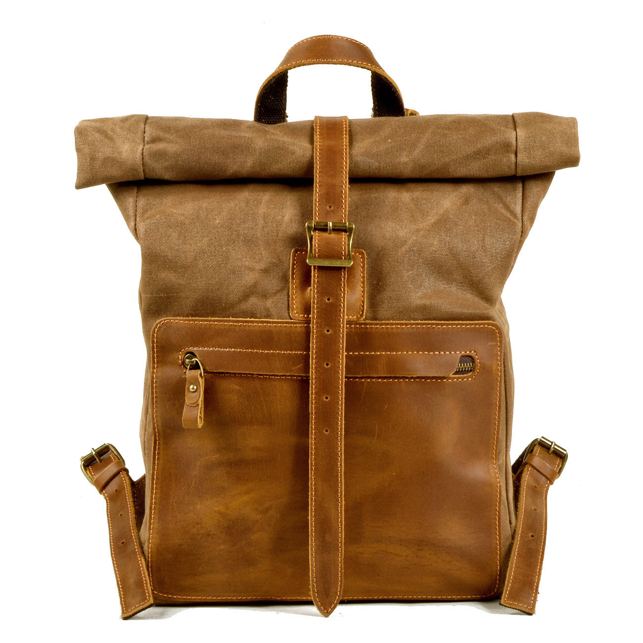 New Simple Retro Wax Canvas Backpack Men's Casual Leather